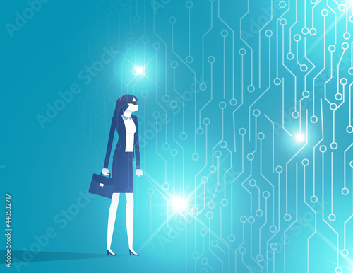 Business virtual reality world. Futuristic development investment