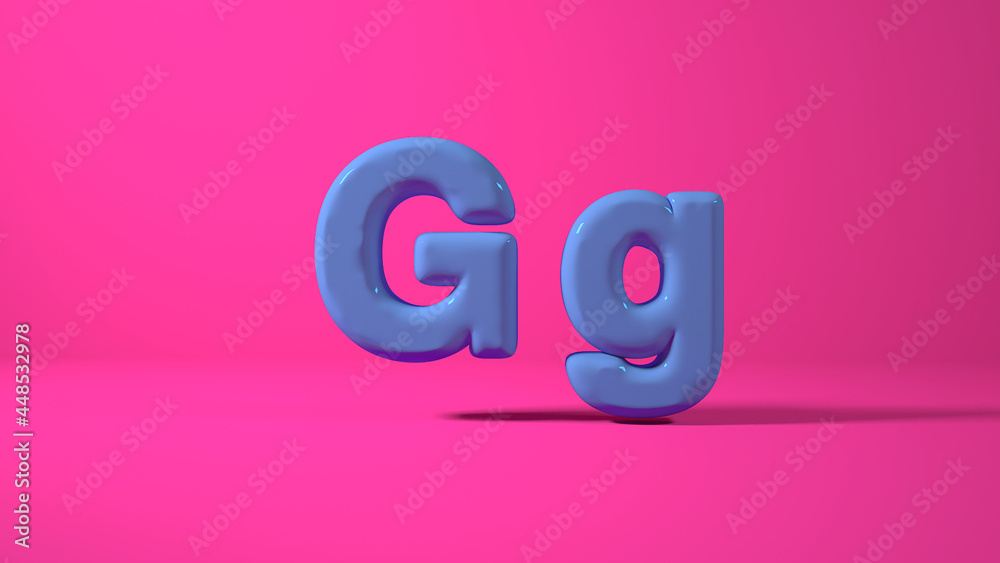 3D rendering pink bubble plastic on pink background lettle g