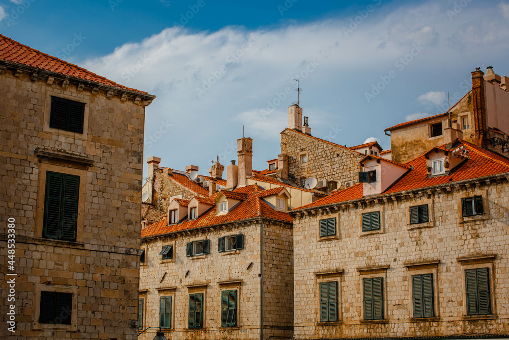 View of a historic house in the Old Town of Dubrovnik. Croatia 