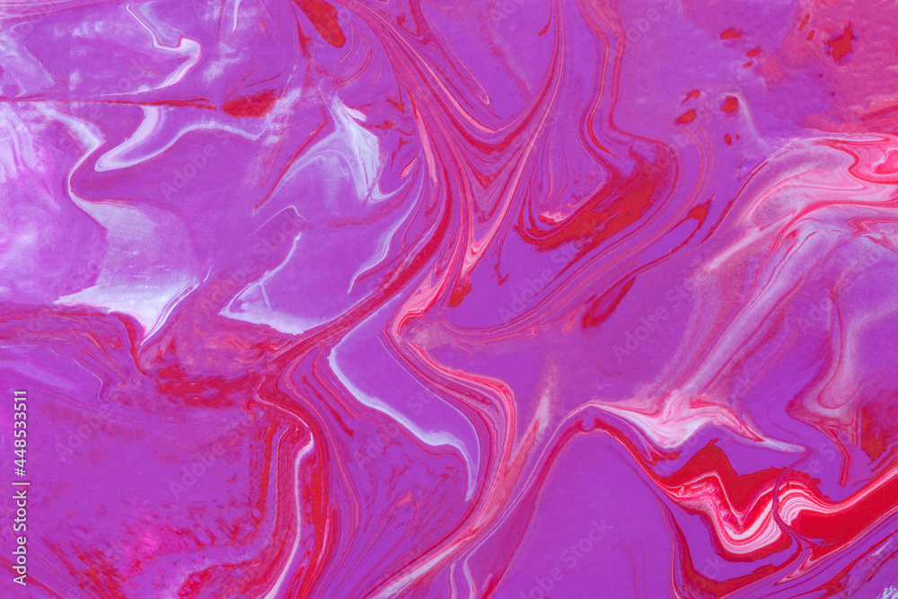 Fototapeta premium Pink white purple acrylic abstract background of the creative trend. Fluid art texture. Dynamic lines, a surge of passion, freedom. Form of presentation of websites, booklets, leaflets, business cards