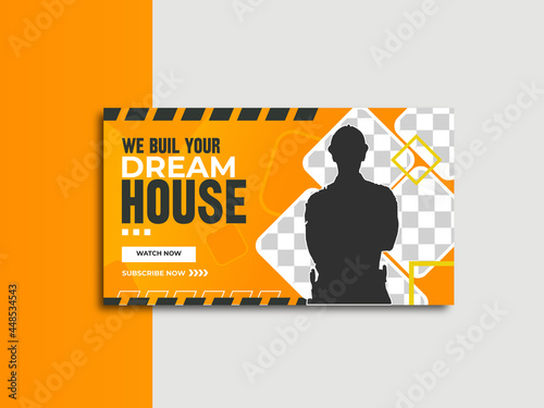 Construction youtube Thumbnail and web banner template design