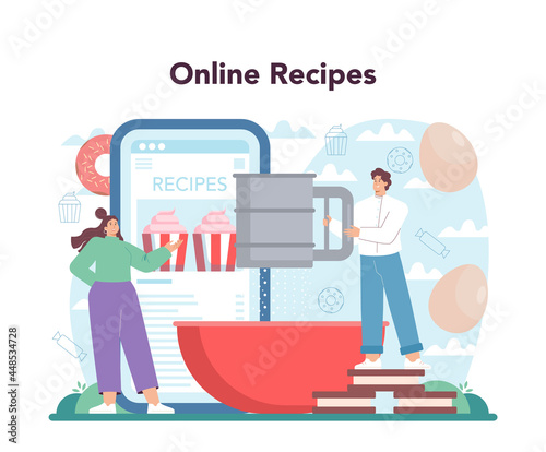 Confectioner online service or platform. Professional pastry chef
