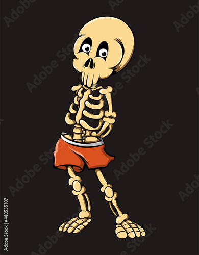 The human boy skull wearing the short