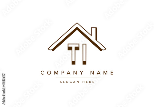 Alphabet letters TI home or house logo for real estate