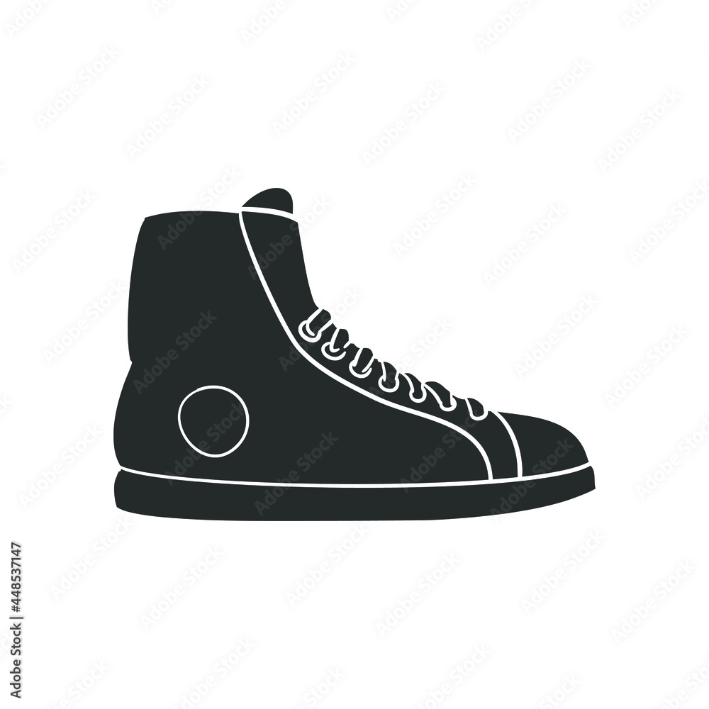 Basketball Shoes Icon Silhouette Illustration. Sport Wear Vector Graphic Pictogram Symbol Clip Art. Doodle Sketch Black Sign.