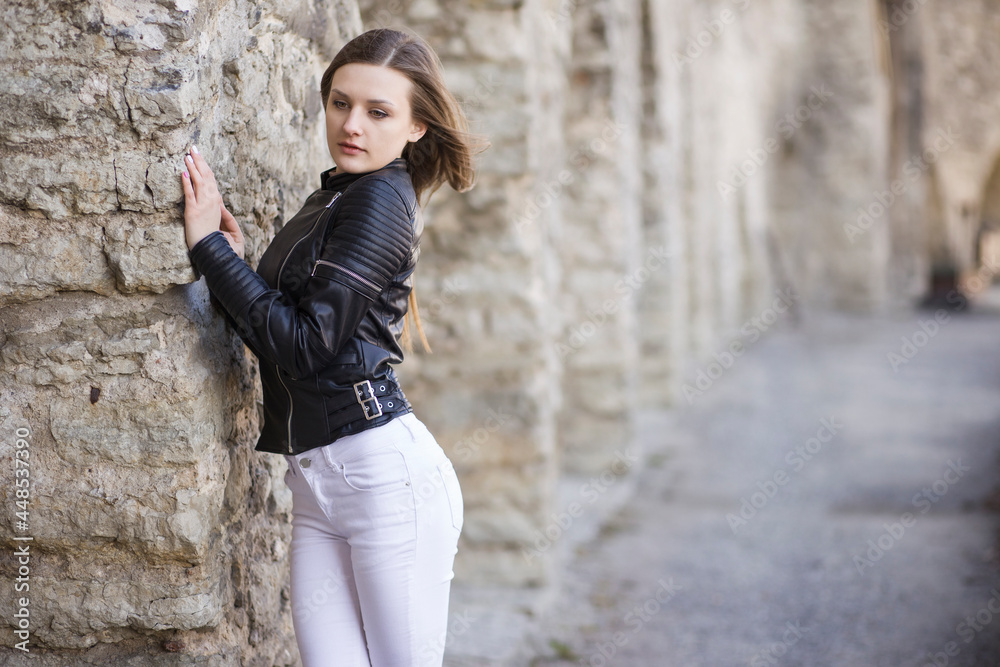 young woman posing on the streets young woman posing on the streets