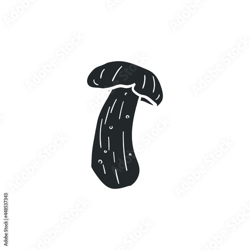 Boletus Aestivalis Icon Silhouette Illustration. Summer Mushroom Vector Graphic Pictogram Symbol Clip Art. Doodle Sketch Black Sign.