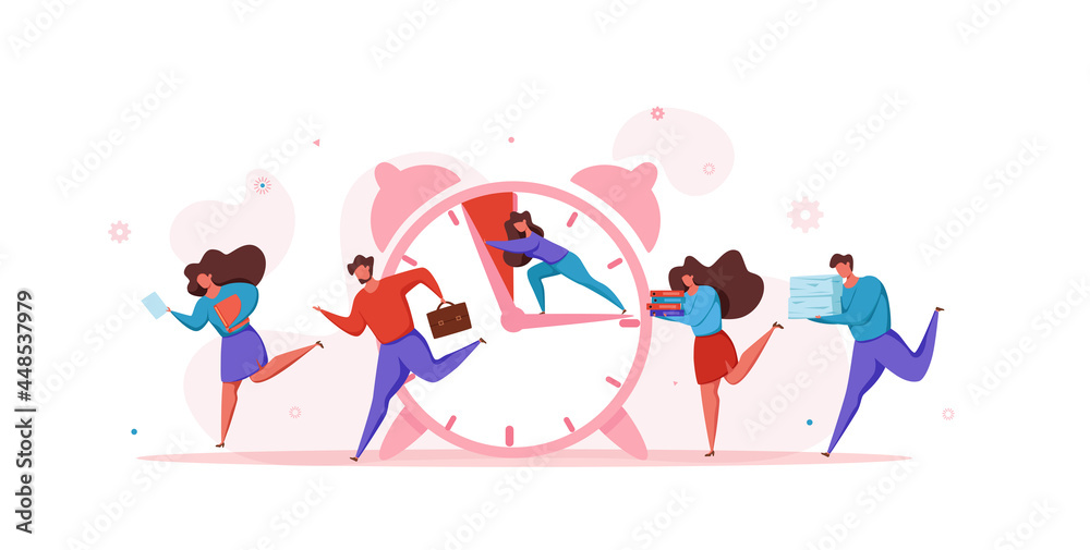 Deadline concept with office teamwork hurrying up in panic. Deadline concept with office teamwork hurrying up in panic.