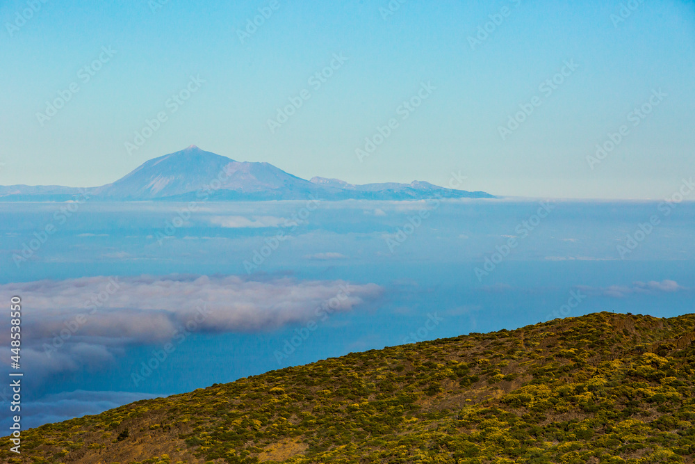 Teide peak from Caldera De Taburiente Nature Park, La Palma Island, Canary Islands, Spain