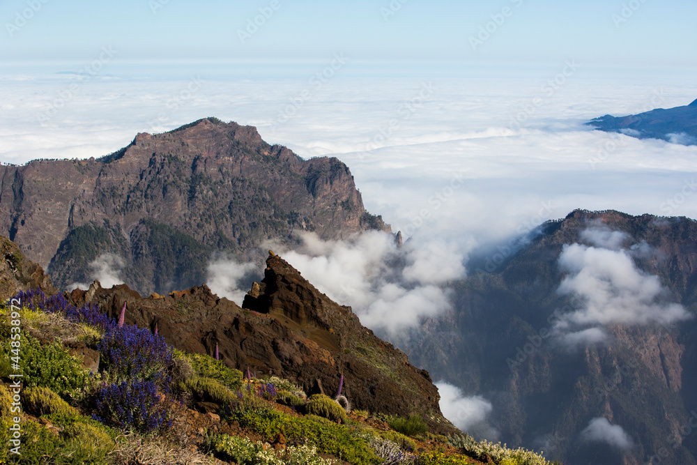 Spring sunset in Caldera De Taburiente Nature Park, La Palma Island, Canary Islands, Spain Spring sunset in Caldera De Taburiente Nature Park, La Palma Island, Canary Islands, Spain