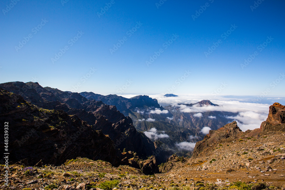 Obraz premium Spring sunset in Caldera De Taburiente Nature Park, La Palma Island, Canary Islands, Spain
