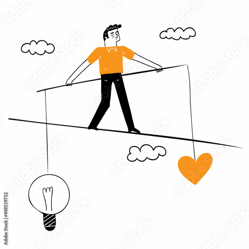 The man climb a wire