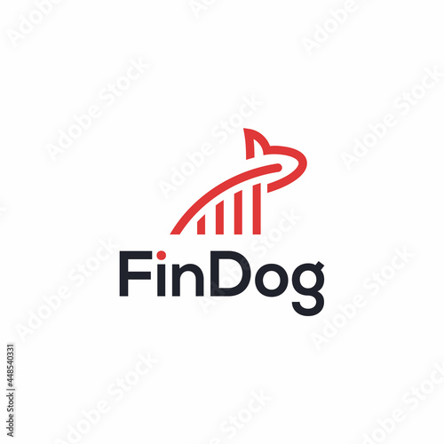 Abstract Dog Financial Chart Bar Line Outline Logo Design