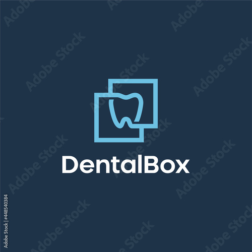 Abstract Dental Square Line Outline Logo Design Template Minimalist
