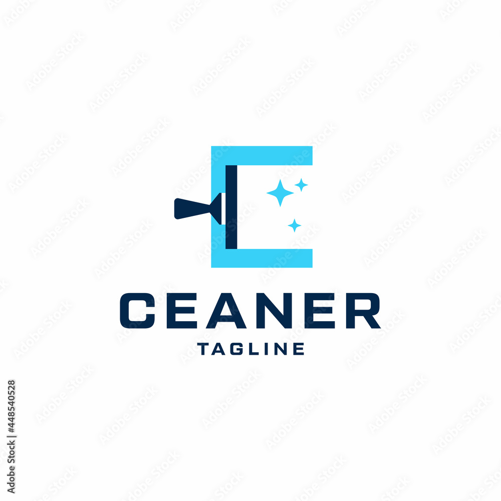 Fototapeta premium Letter C Windows Cleaner Negative Space Logo Design illustration