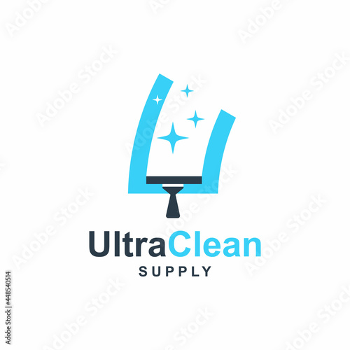 Windows Cleaner Negative Space Logo Design illustration