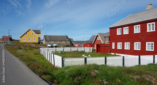 colorful houses in the country, Qegerstarsquaq, Greenland