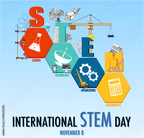 International STEM day on November 8th banner with STEM logo