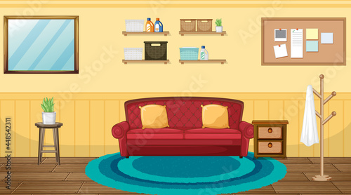 Living room interior design with furniture