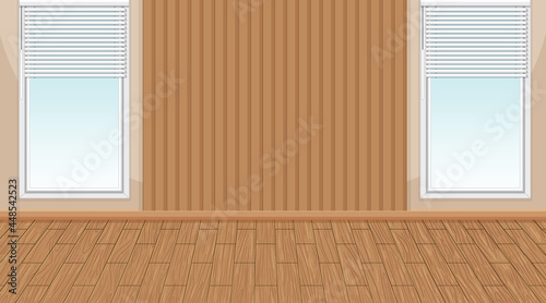 Empty room with window and wooden parquet floor