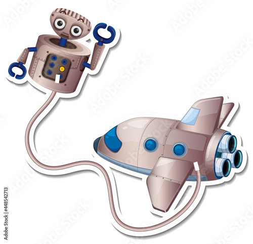 A sticker template with plane and robot isolated