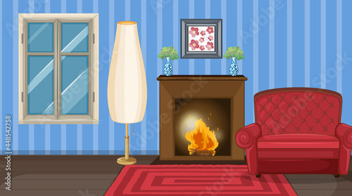 Living room interior design with furniture