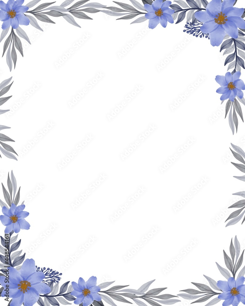 white background with arrangement watercolor flower of purple and grey leaf