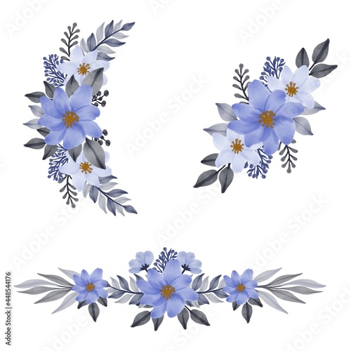 arrangement watercolor flower bouquet of purple for wedding invitation