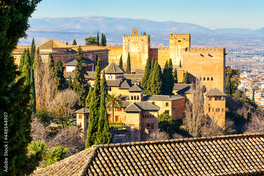 View of the Alhambra and its Moorish palace from the Middle Ages.