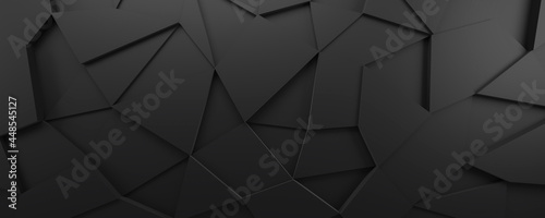 Abstract dark 3d background with black polygonal pattern