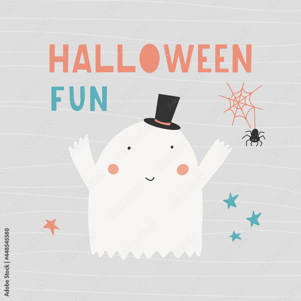 Halloween lettering - Halloween fun - with a cute ghost.