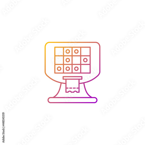 Terminal based lottery game gradient linear vector icon. Electronic gambling machine. Printing tickets. Thin line color symbols. Modern style pictogram. Vector isolated outline drawing