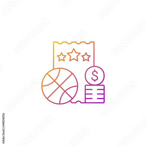 Sports lottery gradient linear vector icon. Making stakes on sporting event outcome. Bet on basketball. Sports betting. Thin line color symbols. Modern style pictogram. Vector isolated outline drawing