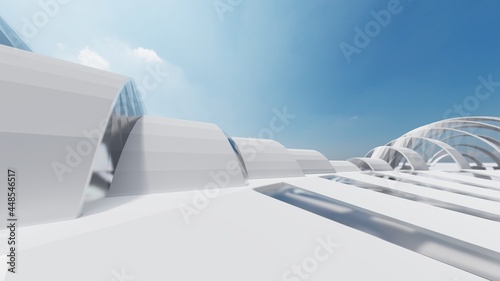 Futuristic white architecture background 3d render