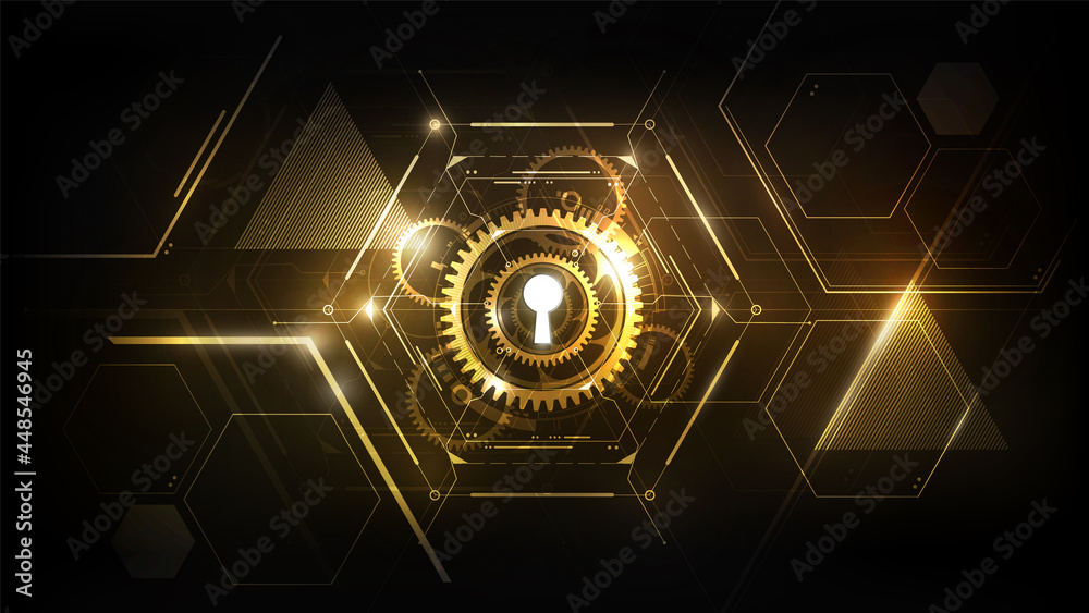 Glow keyhole abstract futuristic technology background with light and shiny, key of success solution, business concept, vector illustration - obrazy, fototapety, plakaty 
