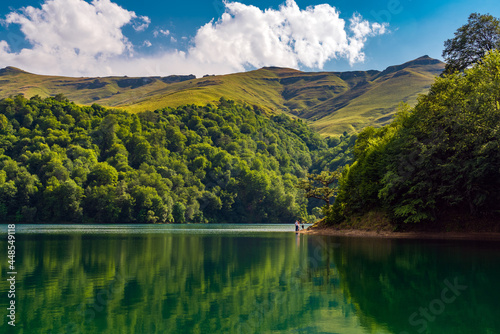 View on mountain lake MaralGol in Azerbaijan