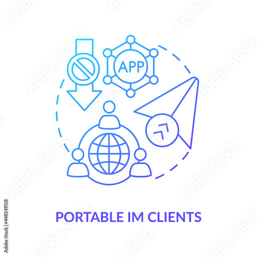 Portable IM client blue gradient concept icon. Instant messenger services for mobile. Messaging software abstract idea thin line illustration. Vector isolated outline color drawing