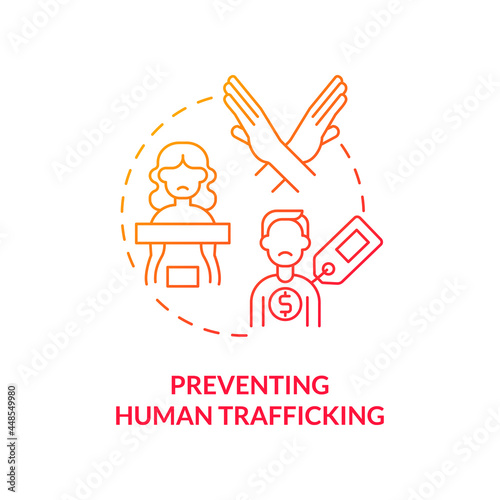 Preventing human trafficking red concept icon. Anti trafficking measures abstract idea thin line illustration. Human smuggling awareness. Provide freedom. Vector isolated outline color drawing