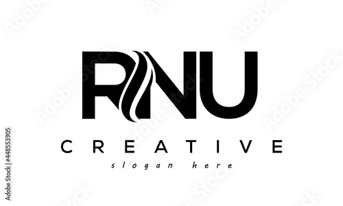 Letter RNU creative logo design vector	 photo