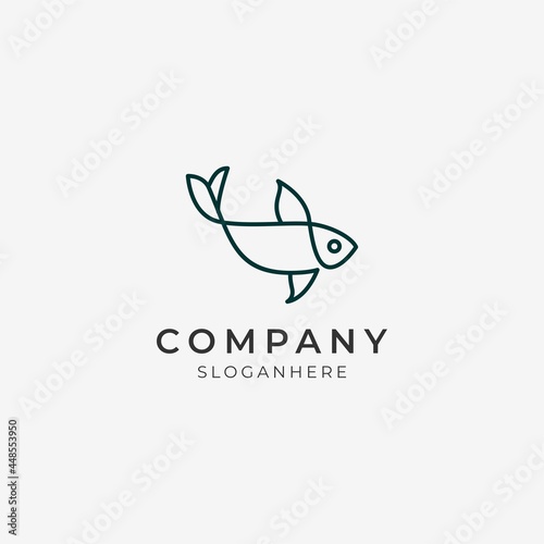 fish line art logo icon perfect for fishing modern company