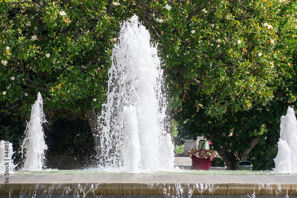 water fountain in the city, summer beautiful park scene