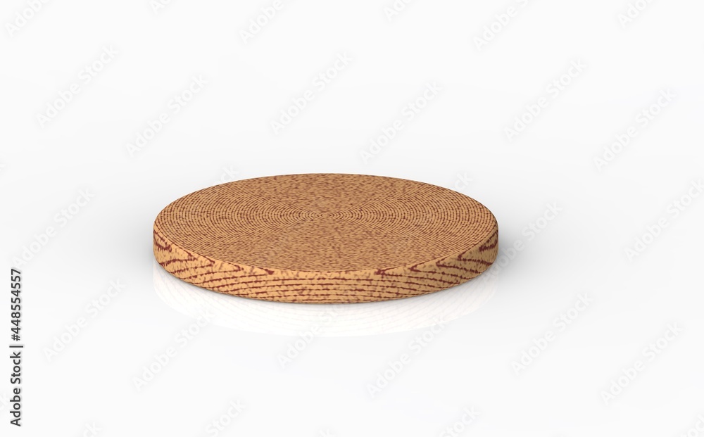 round wooden board on a white background. 3d image. 3d rendering. round wooden board on a white background. 3d image. 3d rendering.