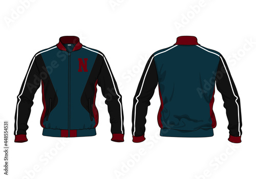 retro vintage windbreaker jacket template