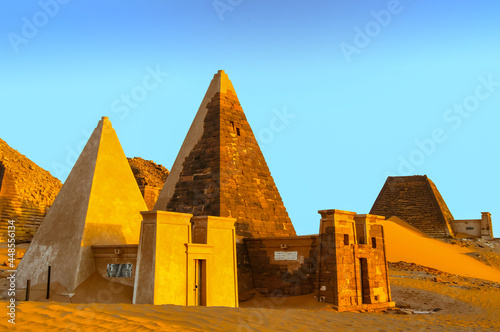 Historical Pyramids of Meroe in the Sahara desert
