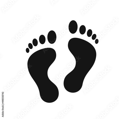 Black silhouettes footprint isolated on white background. Vector