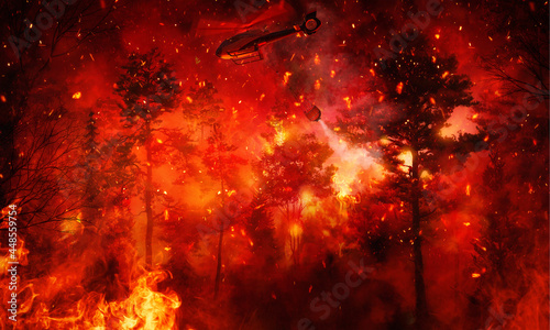 Vászonkép Turkey battles forest fires, wildfires threaten resorts, tourists evacuated