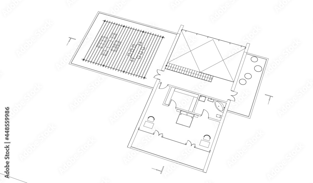 Fototapeta premium modern house architectural drawings vector 3d illustration