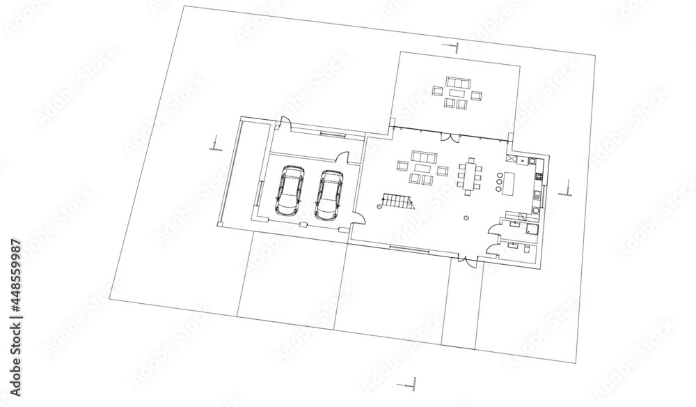 modern house architectural drawings vector 3d illustration modern house architectural drawings vector 3d illustration