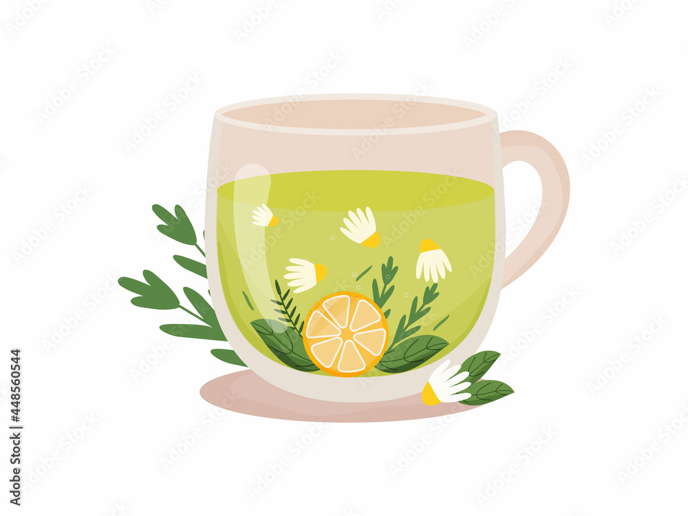 Cup of herbal tea. Hot drinks. - obrazy, fototapety, plakaty 