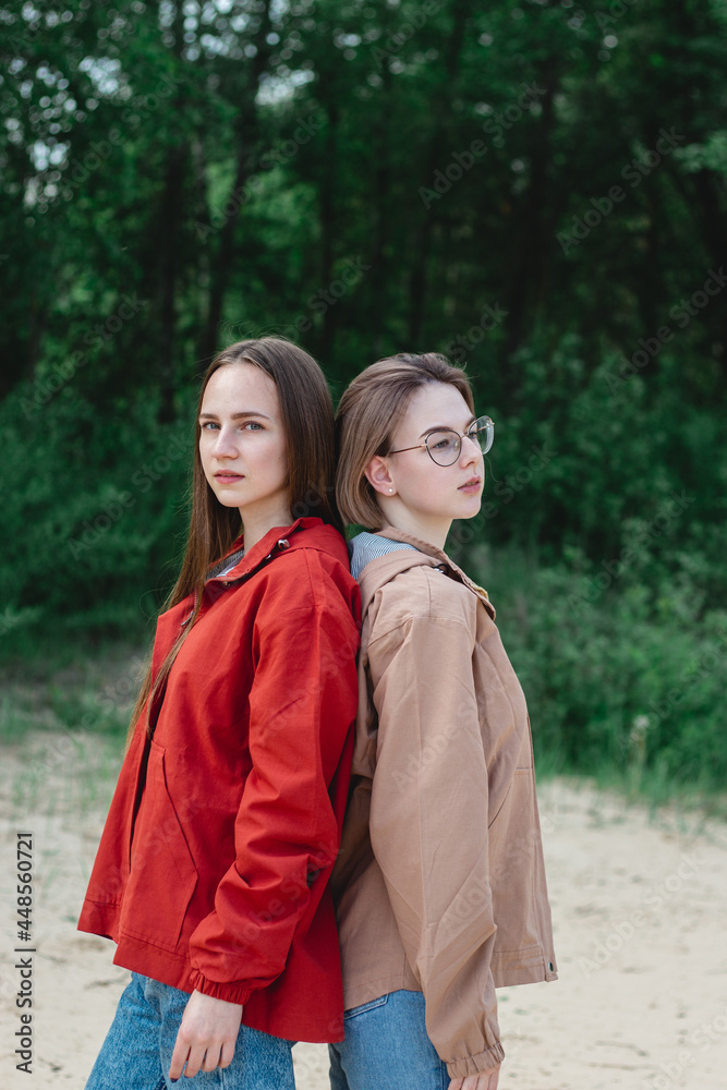 Portrait of a two young caucasian women. Women friendship Portrait of a two young caucasian women. Women friendship